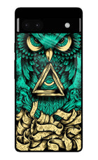 Green Owl Google Pixel 6A Glass Case