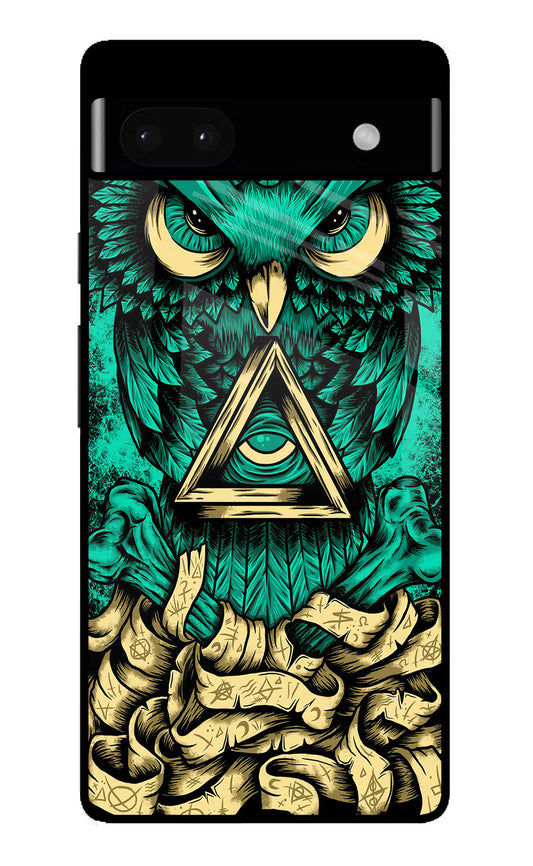 Green Owl Google Pixel 6A Glass Case
