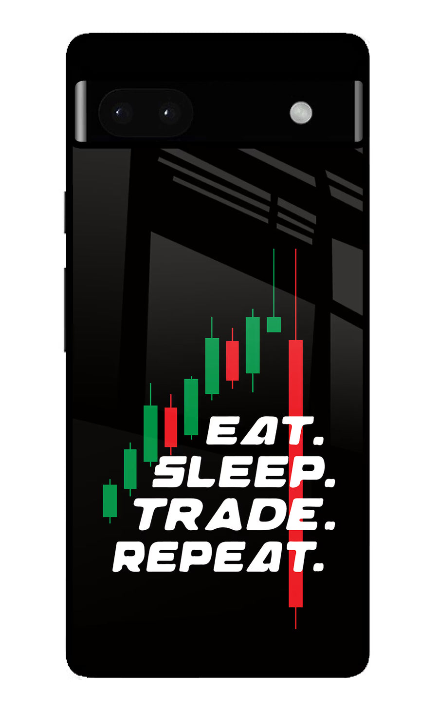 Eat Sleep Trade Repeat Google Pixel 6A Back Cover, Glass case