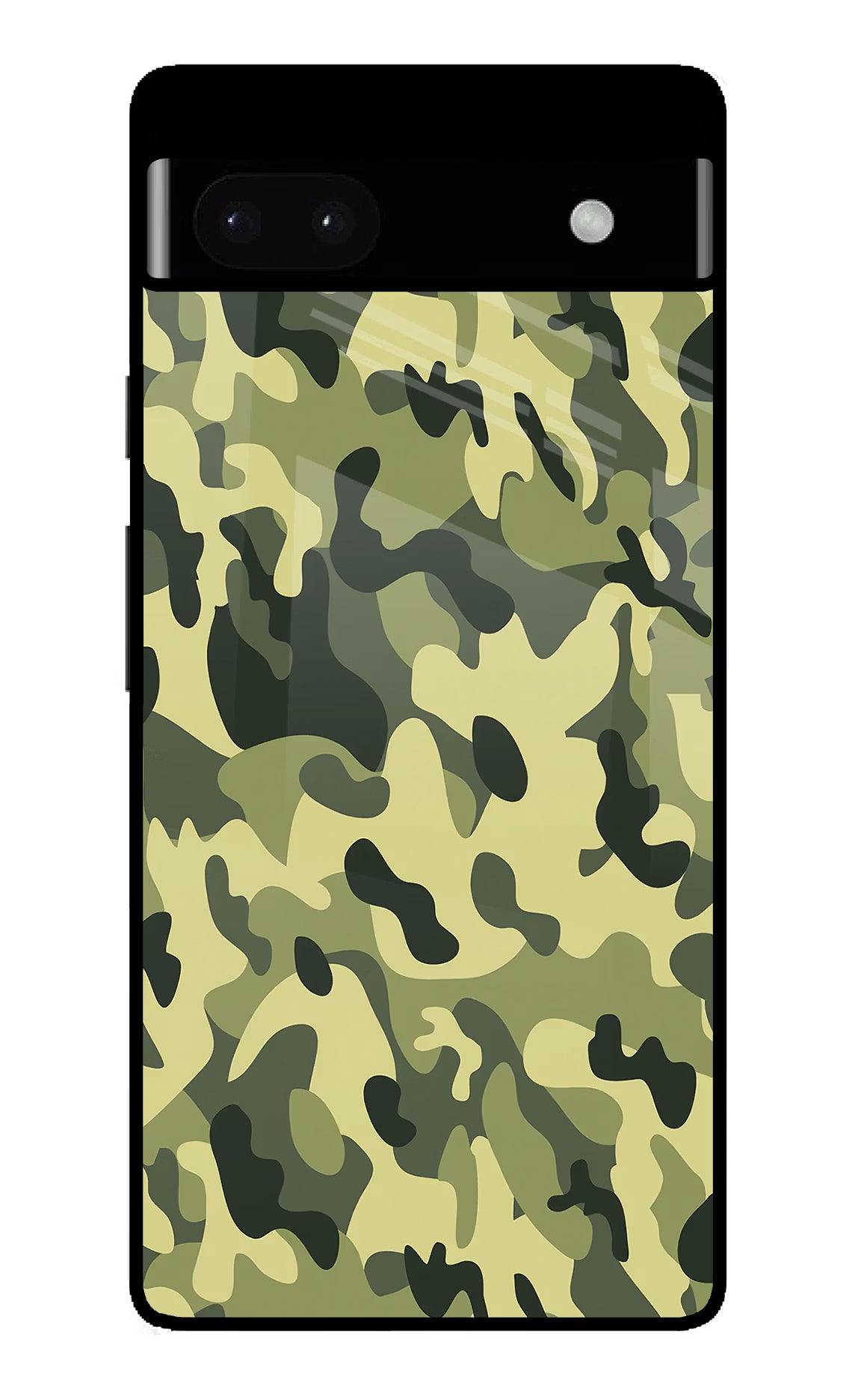 Camouflage Google Pixel 6A Glass Case Back Cover by Casekaro