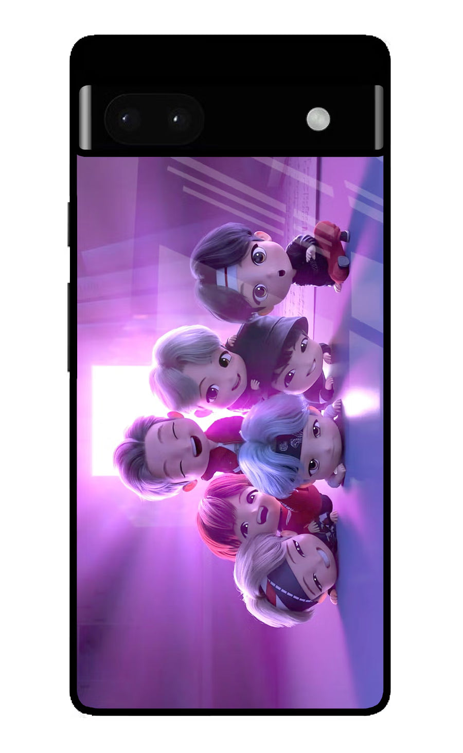BTS Chibi Google Pixel 6A Back Cover, Glass case