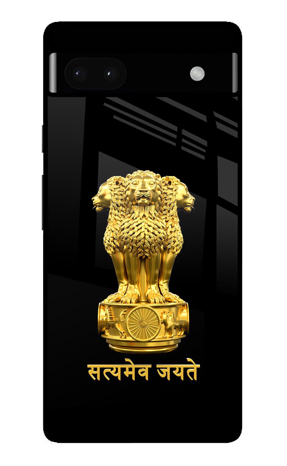 Satyamev Jayate Golden Google Pixel 6A Glass Case Back Cover by Casekaro