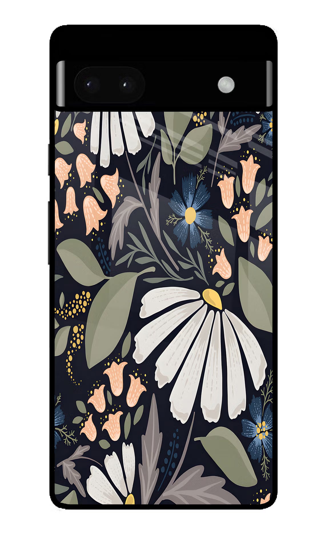 Flowers Art Google Pixel 6A Glass Case Back Cover by Casekaro