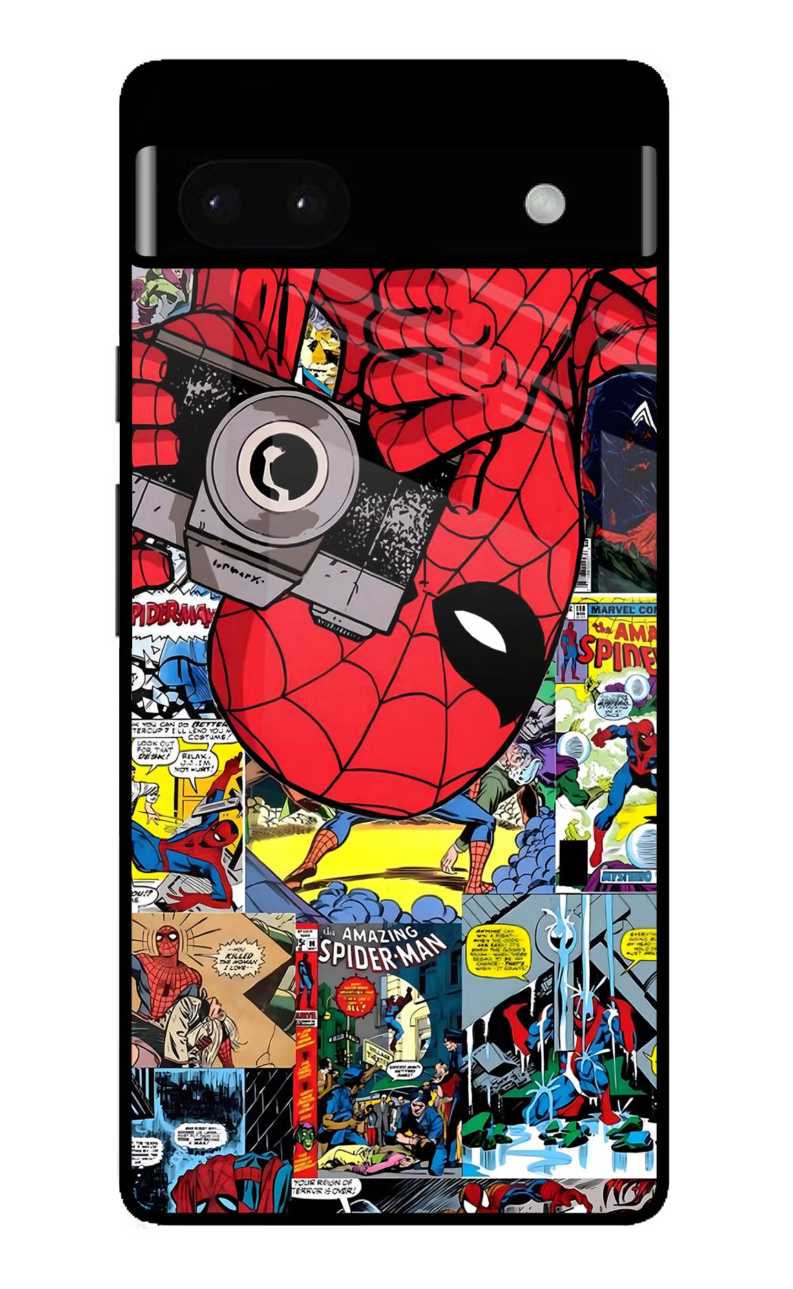 Spider Man Google Pixel 6A Glass Case Back Cover by Casekaro