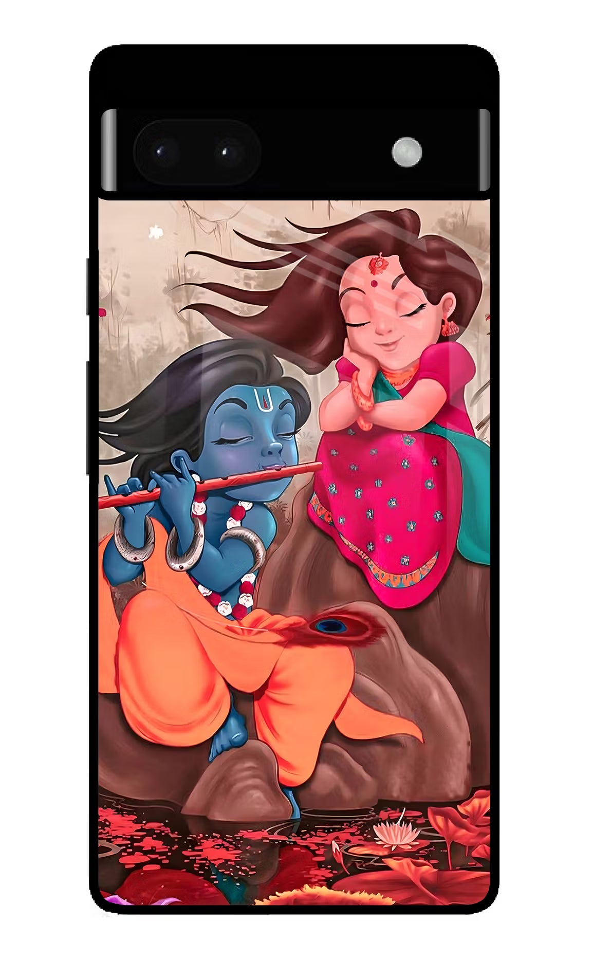 Radhe Krishna Google Pixel 6A Glass Case Back Cover by Casekaro