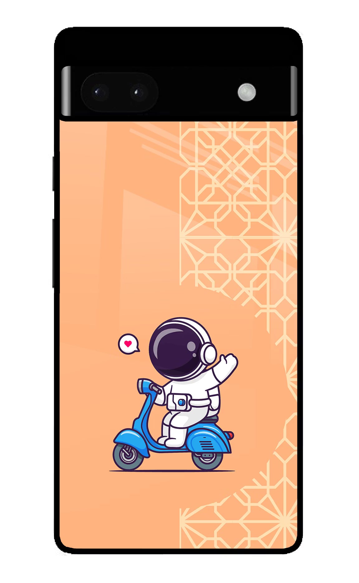 Cute Astronaut Riding Google Pixel 6A Glass Case Back Cover by Casekaro