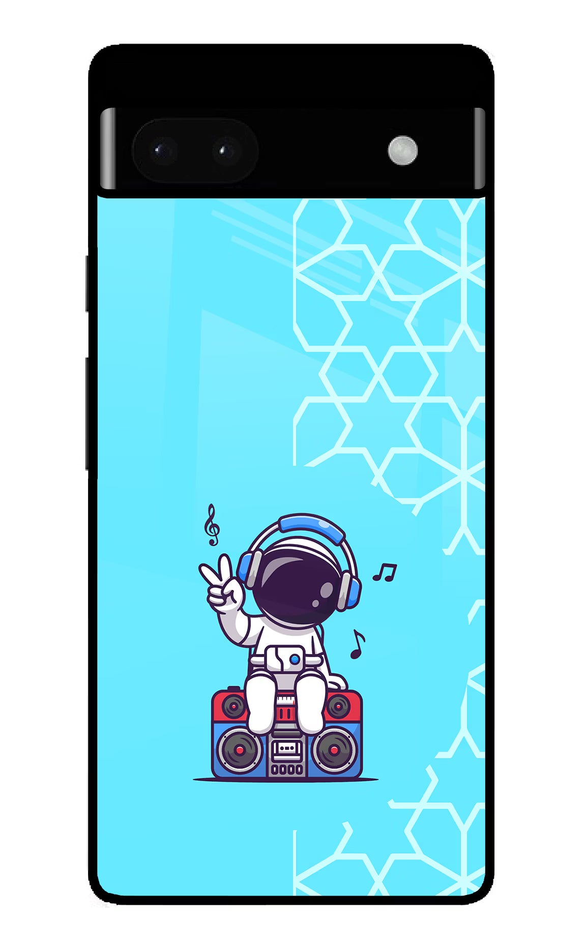 Cute Astronaut Chilling Google Pixel 6A Glass Case Back Cover by Casekaro