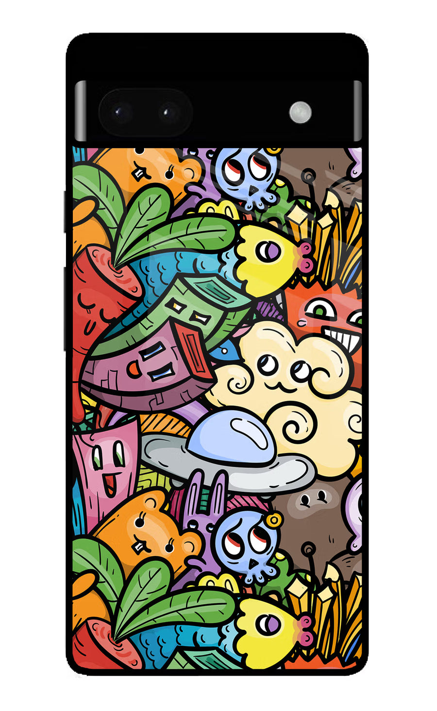 Veggie Doodle Google Pixel 6A Back Cover, Glass case