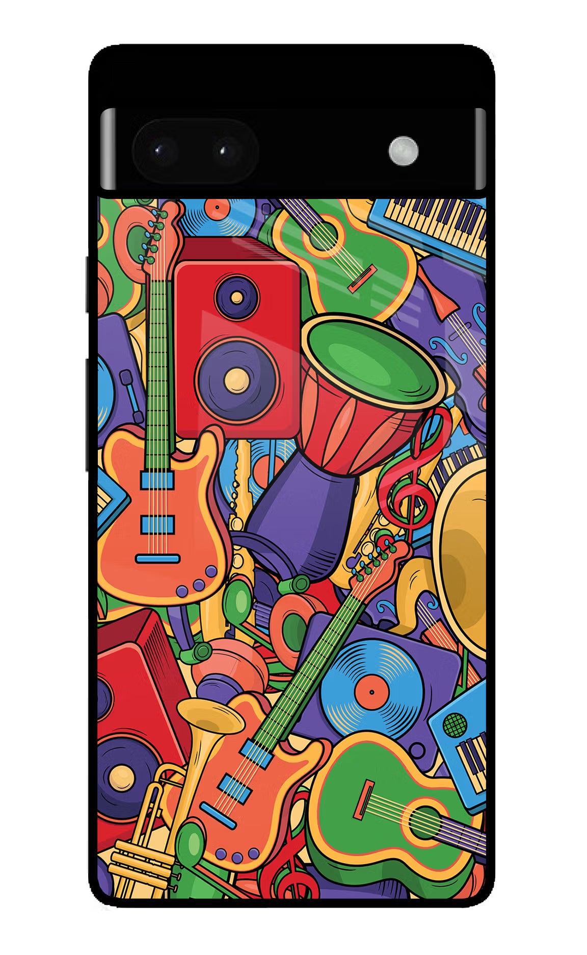 Music Instrument Doodle Google Pixel 6A Glass Case Back Cover by Casekaro