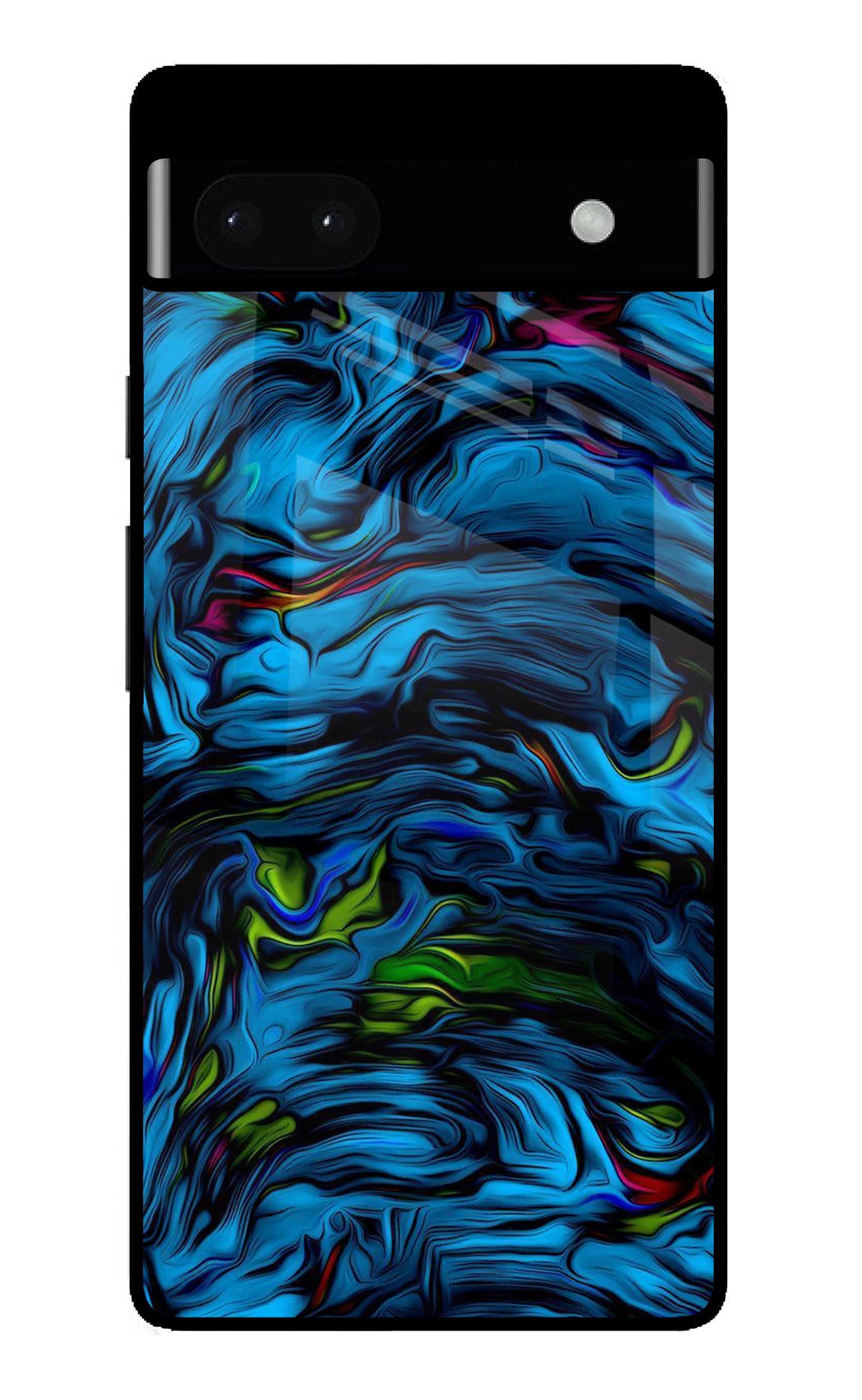 Dark Blue Abstract Google Pixel 6A Glass Case