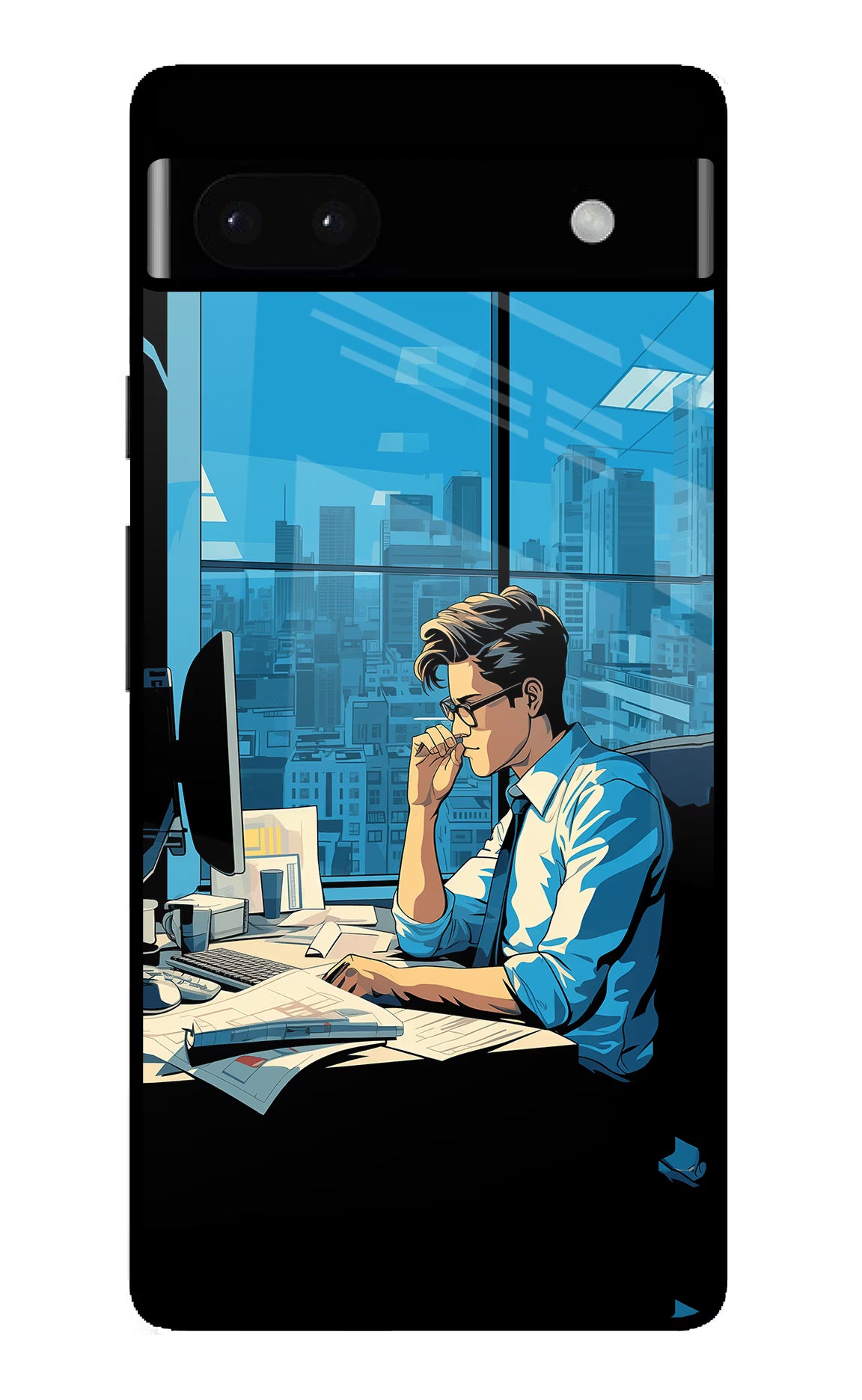 Focused Hustler (AI Generated) Google Pixel 6A Glass Case