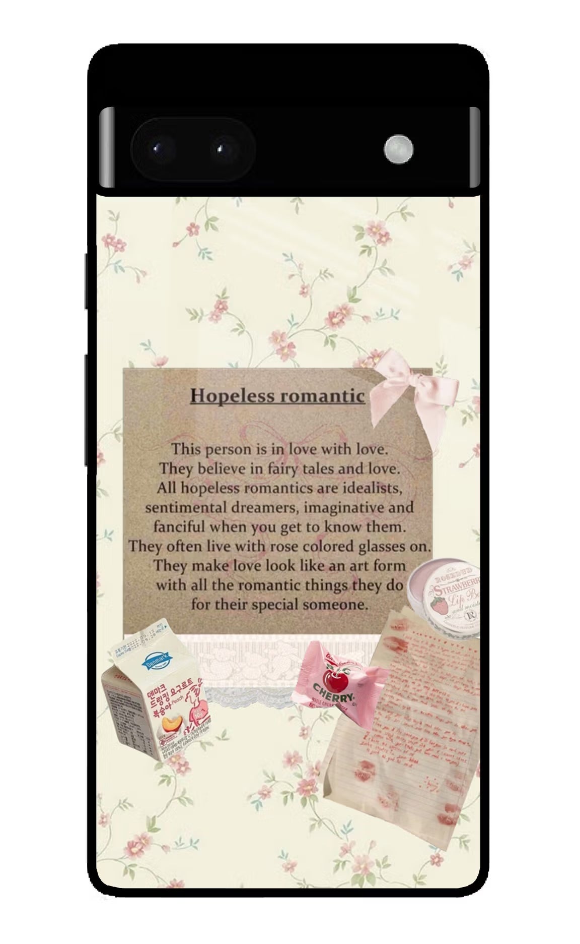 Hopeless Romantic Google Pixel 6A Glass Case Back Cover by Casekaro