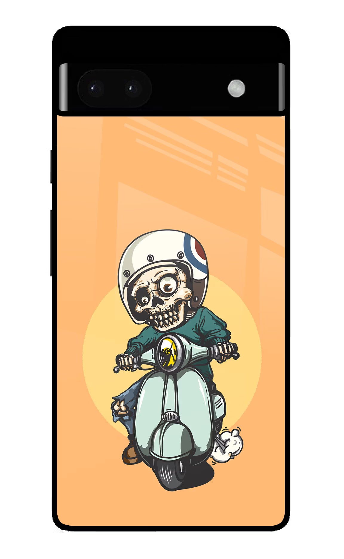 Undead Biker Google Pixel 6A Glass Case Back Cover by Casekaro