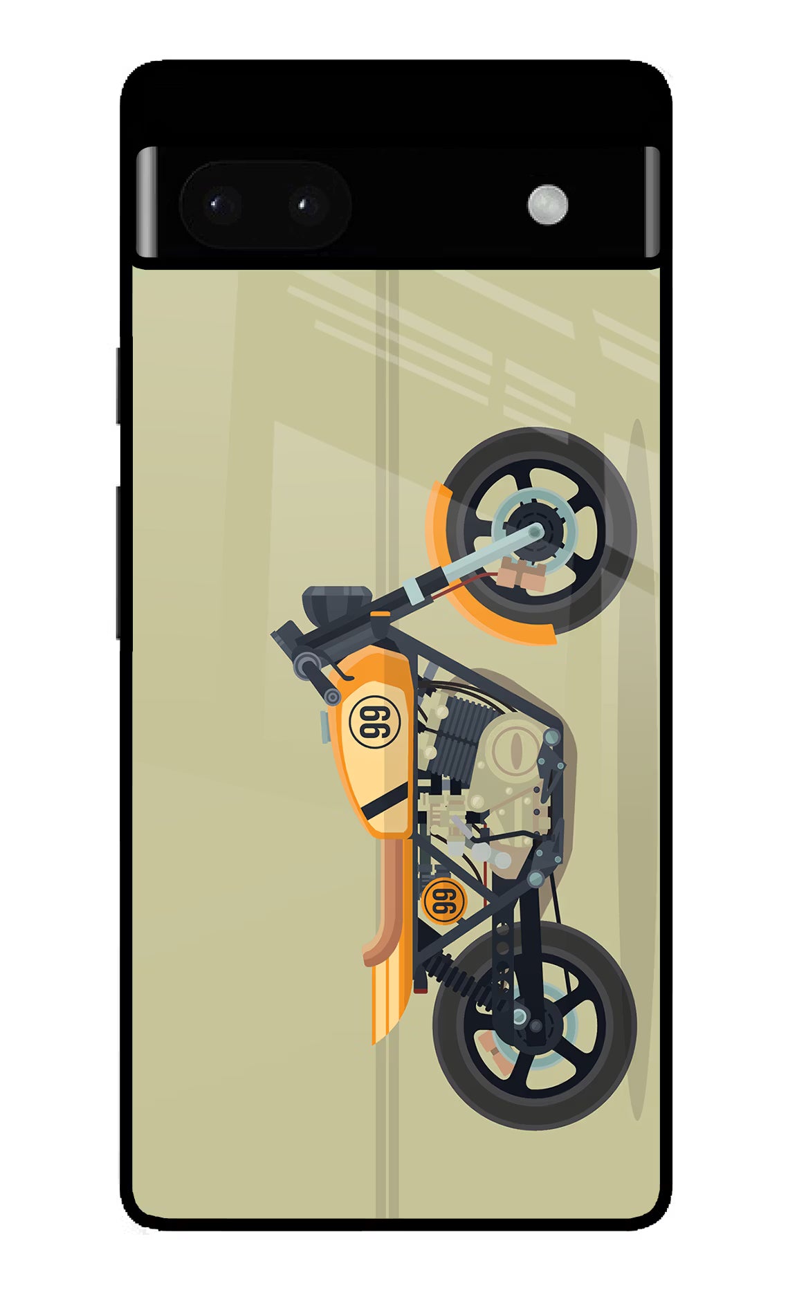 Vertical Speedster Google Pixel 6A Glass Case Back Cover by Casekaro