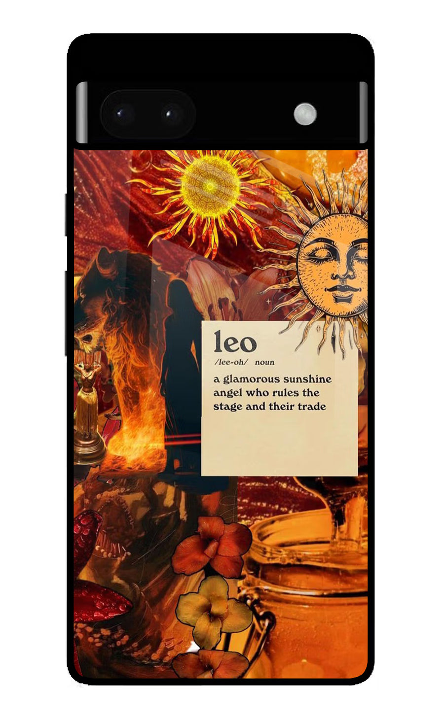 Leo Zodiac Google Pixel 6A Back Cover, Glass case