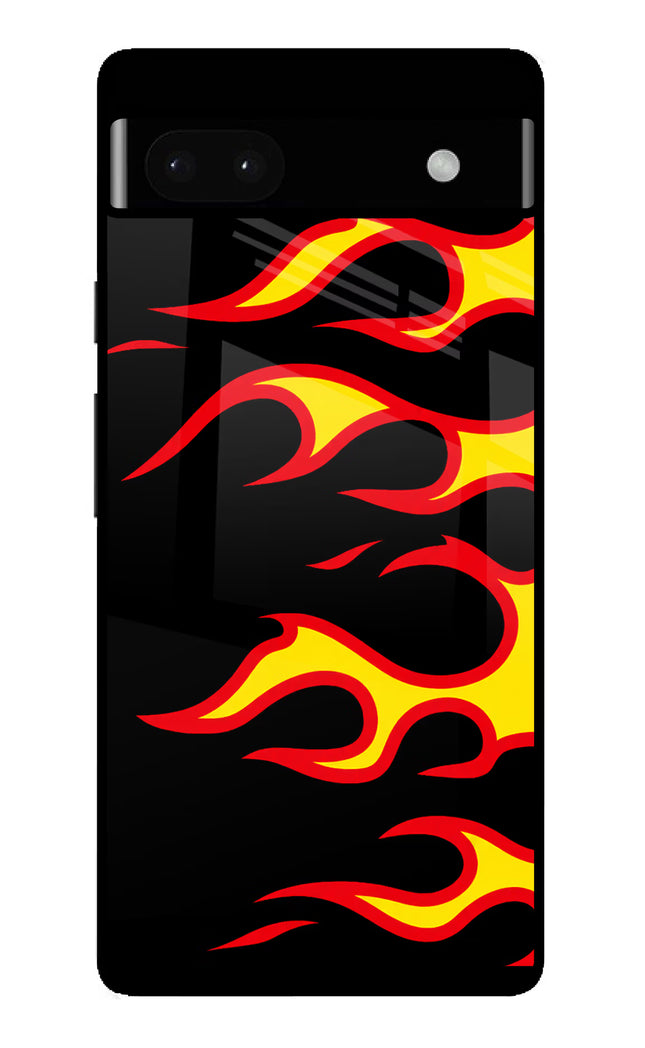 Side Sweep Flames Google Pixel 6A Glass Case