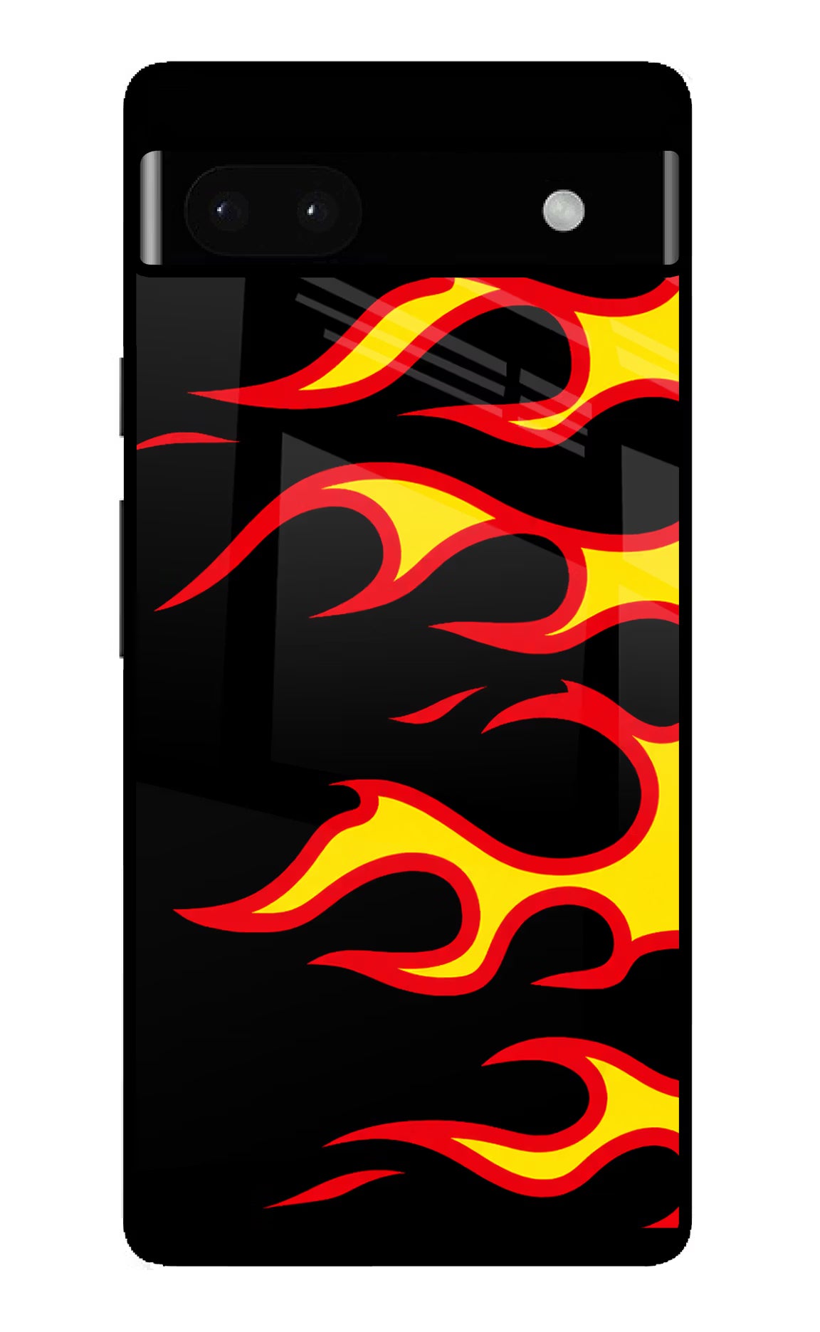 Side Sweep Flames Google Pixel 6A Glass Case Back Cover by Casekaro