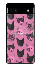 Pink Cats Google Pixel 6A Glass Case