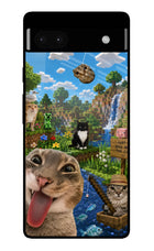 Minecraft Cat Chaos Google Pixel 6A Glass Case