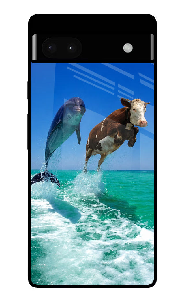 Dolphin vs Cow Google Pixel 6A Glass Case