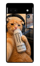 Gamer Cat Energy Google Pixel 6A Glass Case