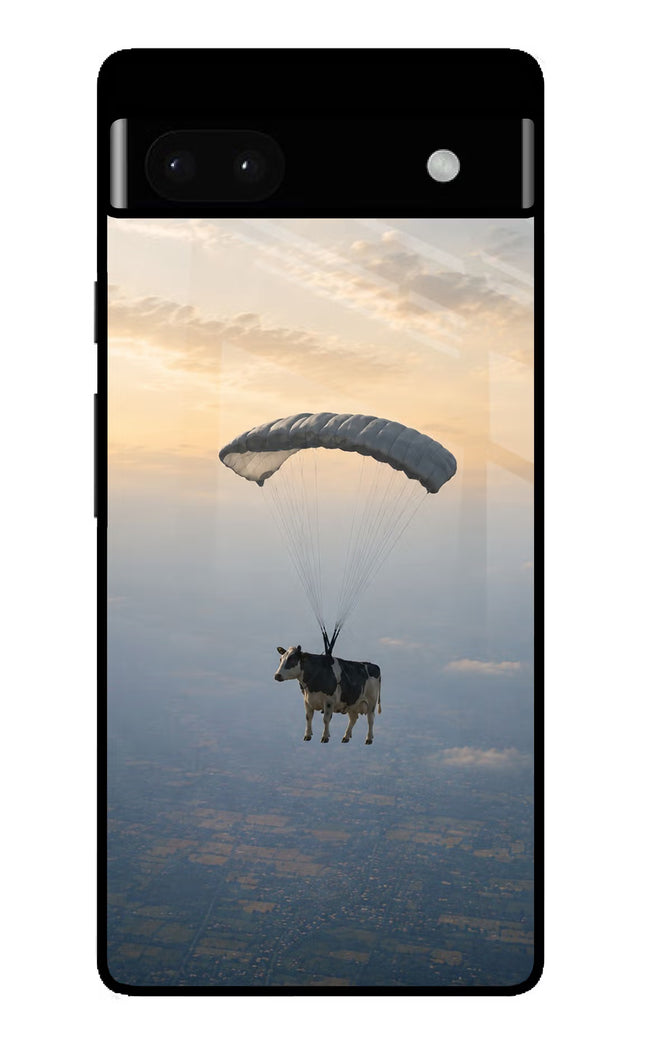 Skydiving Cow Google Pixel 6A Glass Case