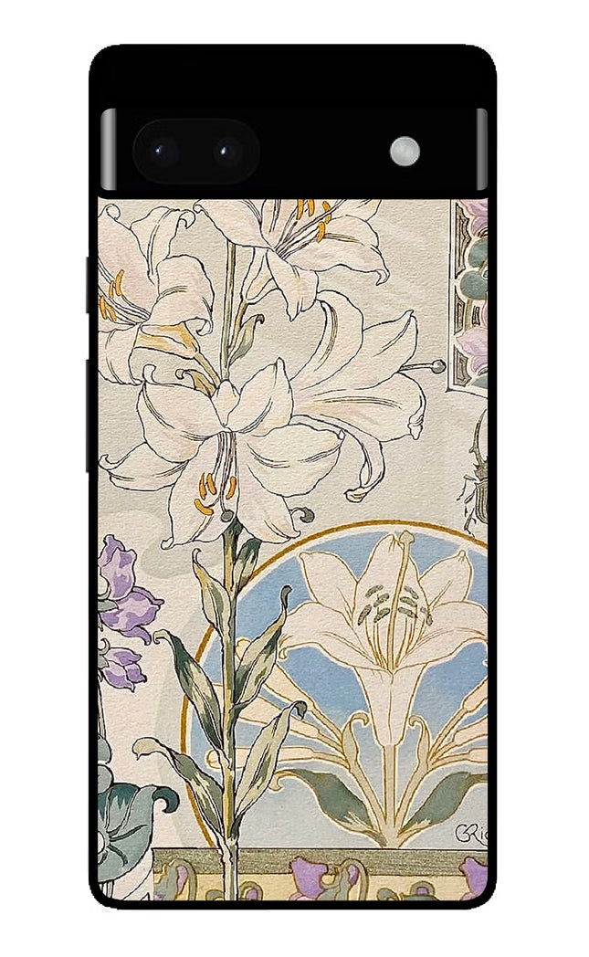 White Lily Google Pixel 6A Glass Case