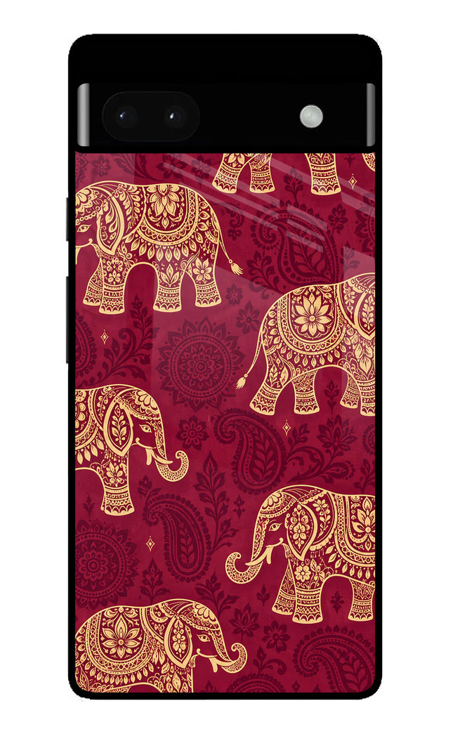 Maroon Elephant Google Pixel 6A Glass Case