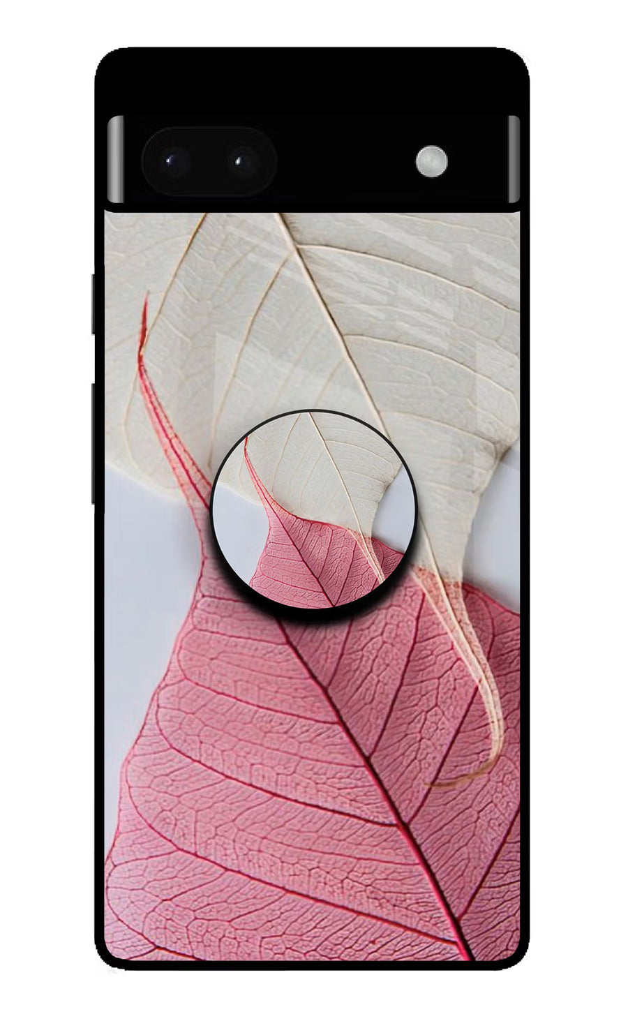 White Pink Leaf Google Pixel 6A Pop Case, Glass case
