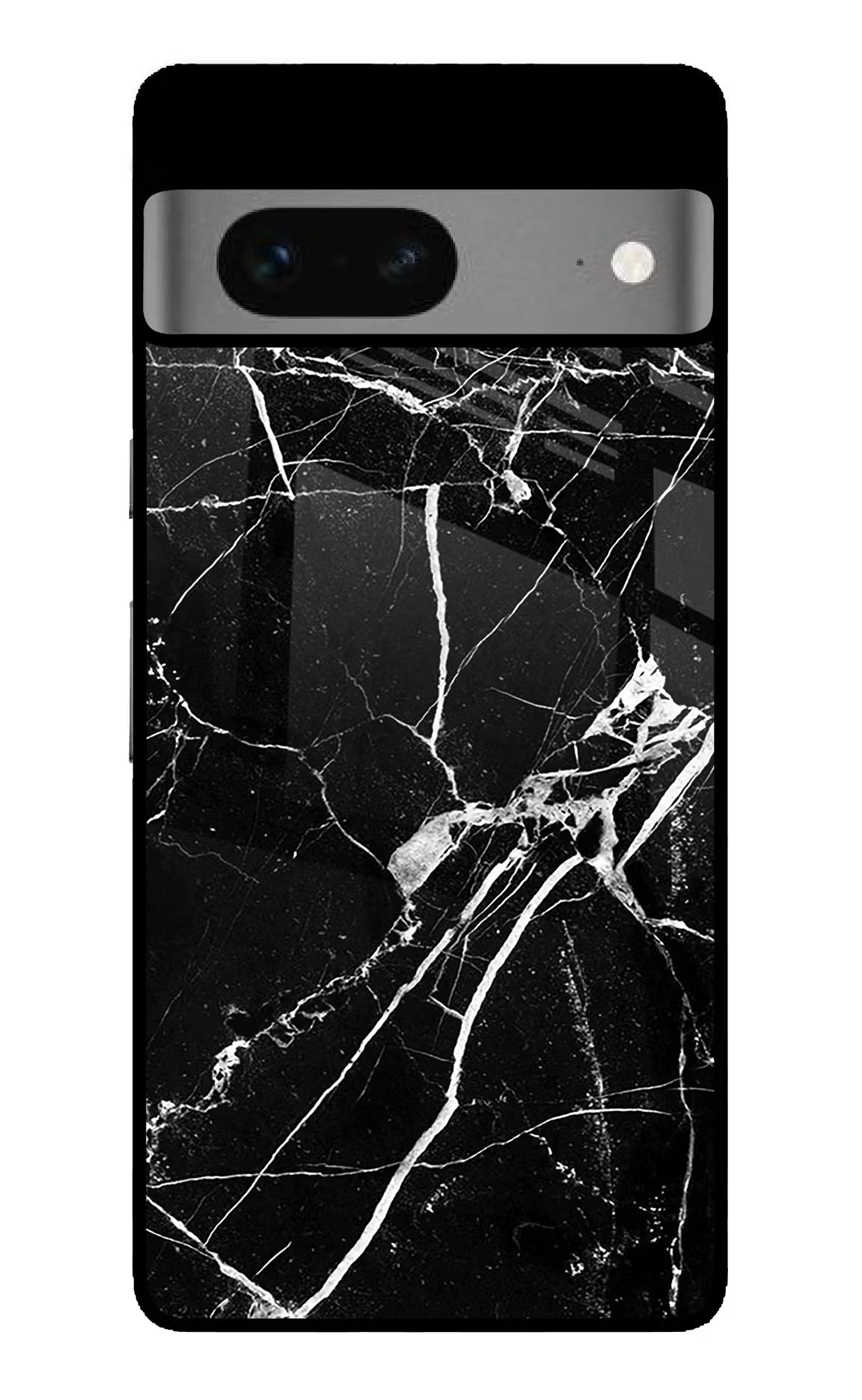 Black Marble Pattern Google Pixel 7 Glass Case Back Cover by Casekaro