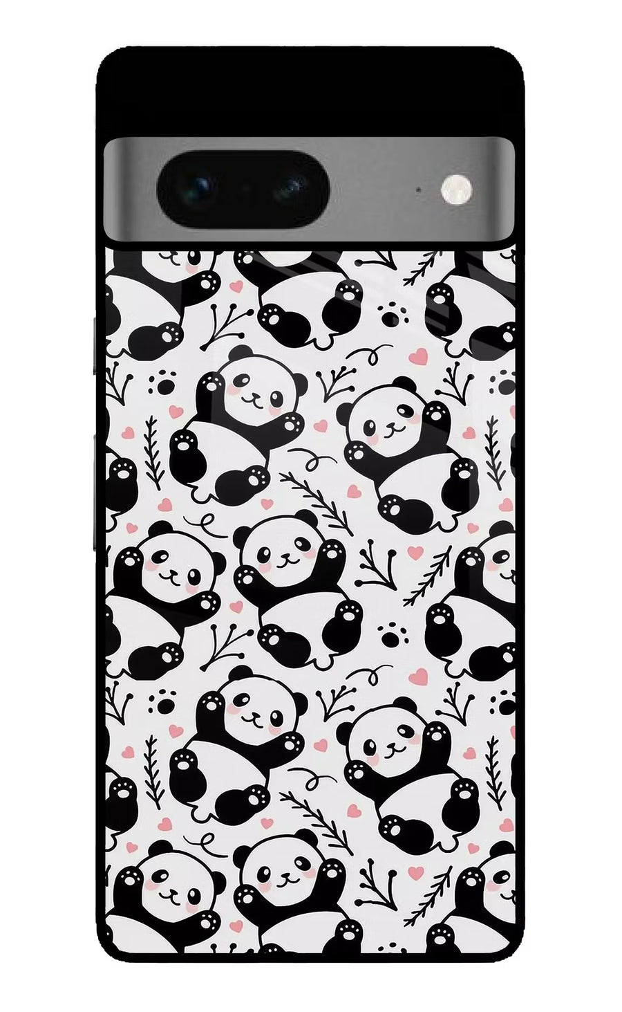 Cute Panda Google Pixel 7 Back Cover, Glass case