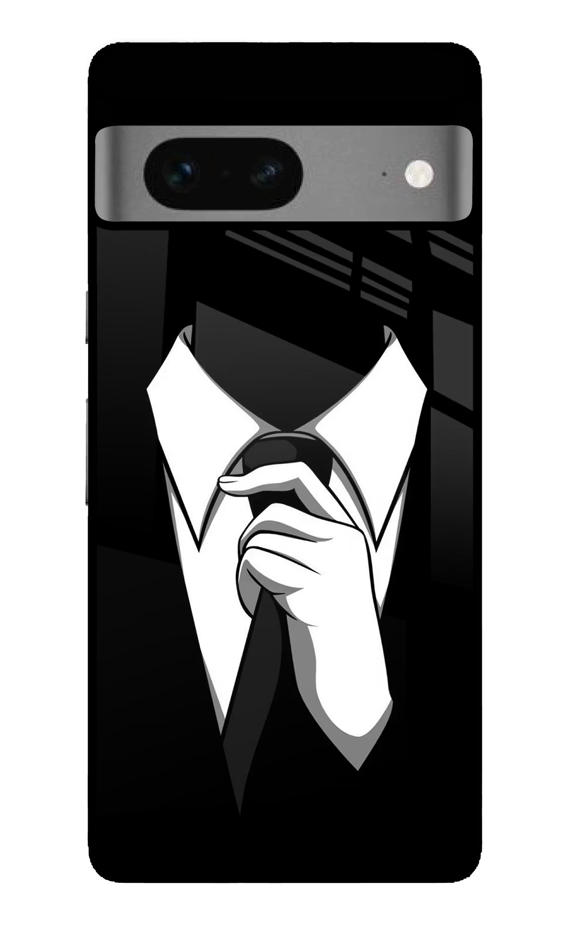 Black Tie Google Pixel 7 Glass Case Back Cover by Casekaro