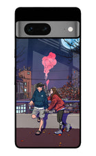 Chilling Couple Google Pixel 7 Glass Case Back Cover by Casekaro