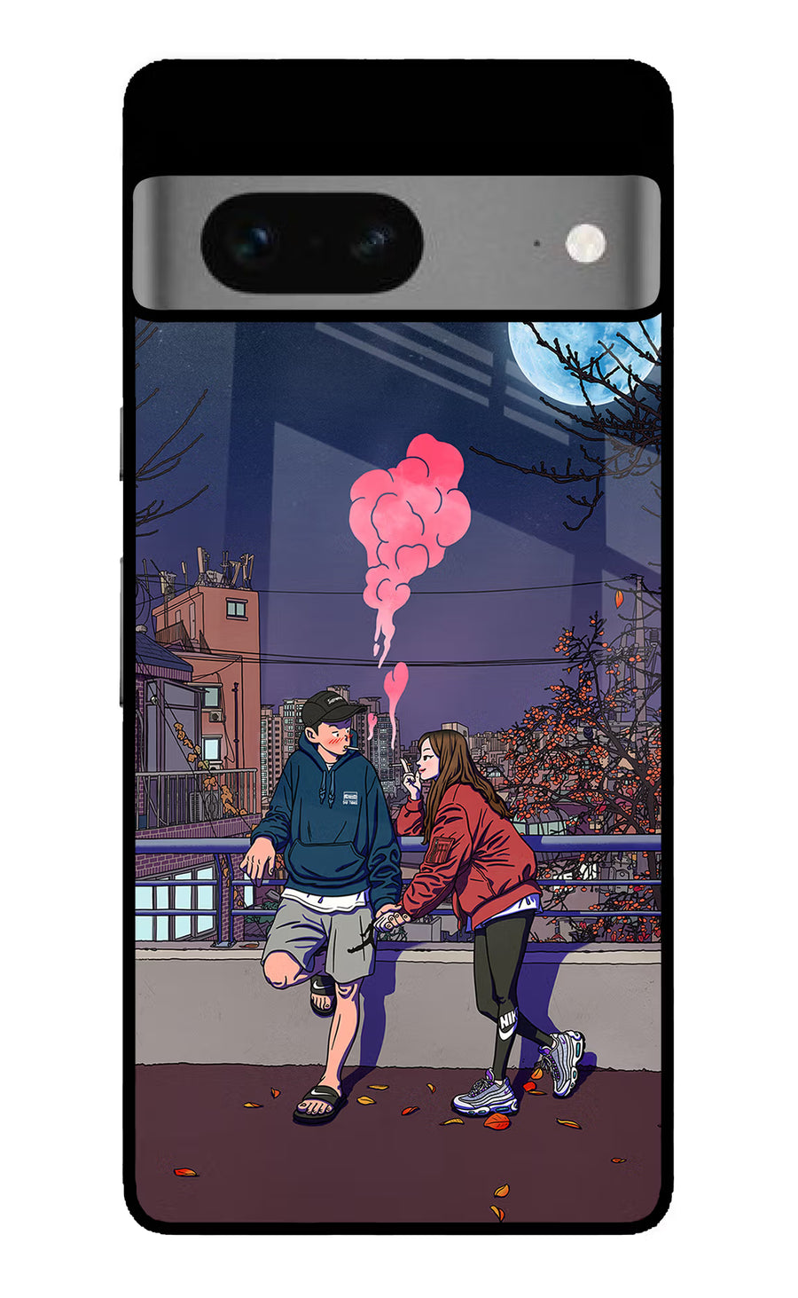 Chilling Couple Google Pixel 7 Back Cover, Glass case