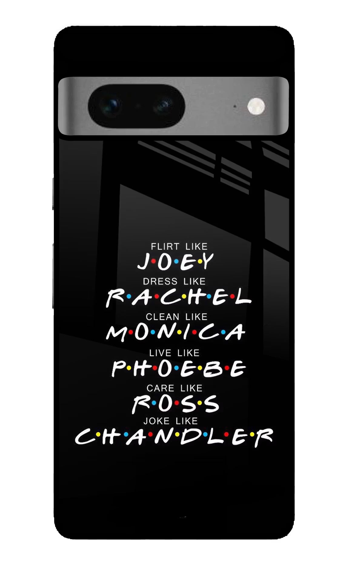 FRIENDS Character Google Pixel 7 Glass Case Back Cover by Casekaro