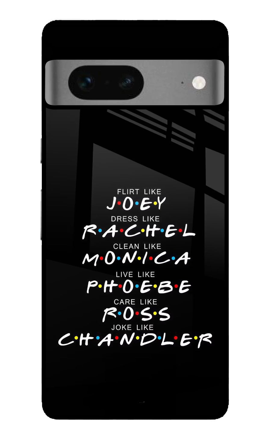 FRIENDS Character Google Pixel 7 Back Cover, Glass case