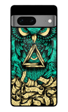 Green Owl Google Pixel 7 Glass Case Back Cover by Casekaro