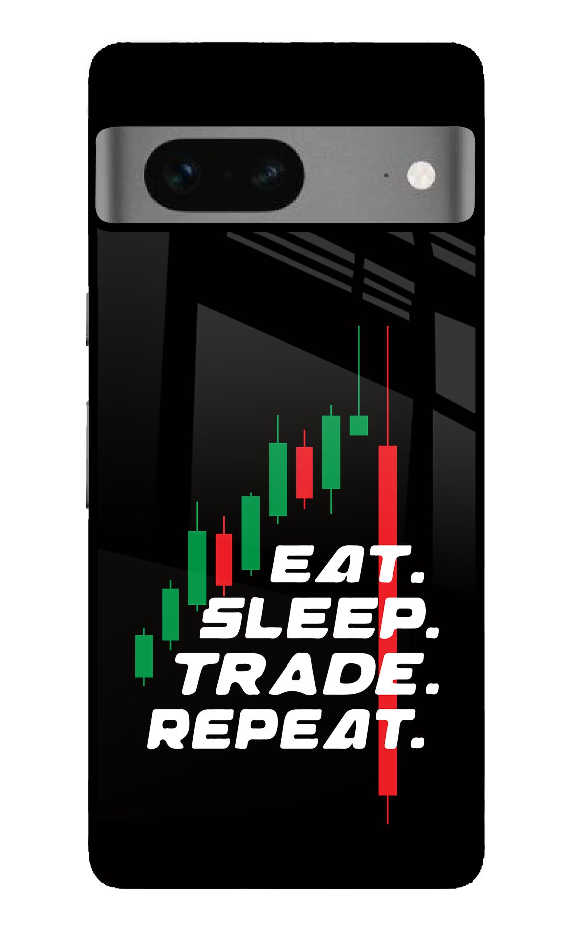 Eat Sleep Trade Repeat Google Pixel 7 Glass Case Back Cover by Casekaro