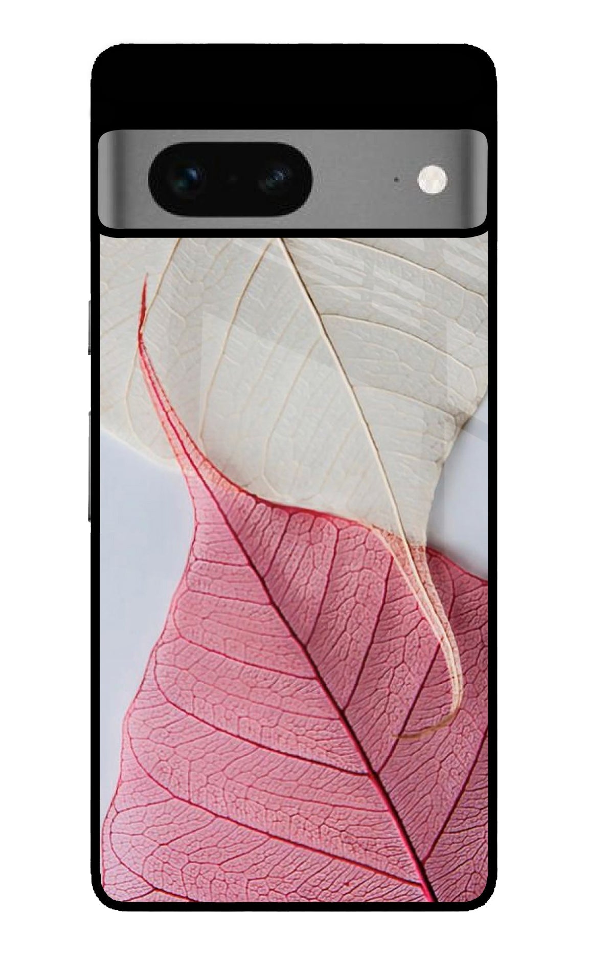 White Pink Leaf Google Pixel 7 Back Cover