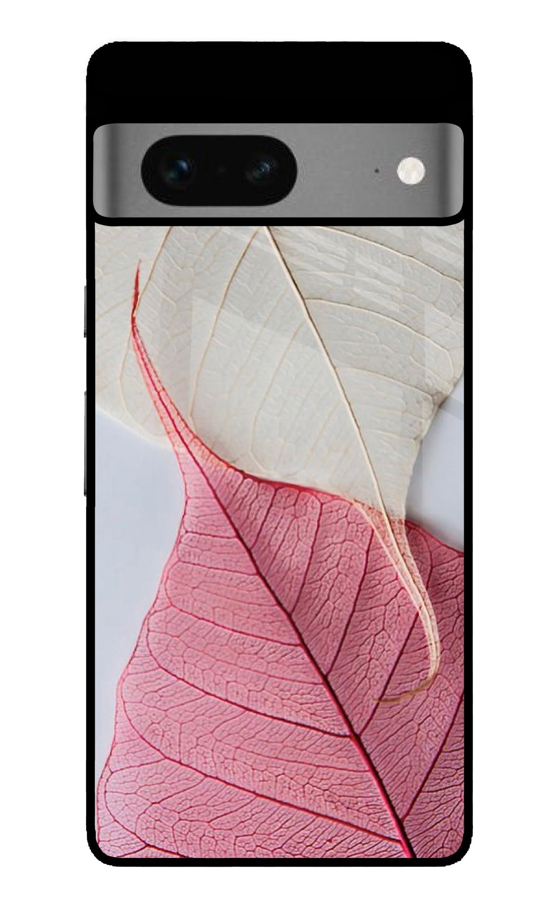 White Pink Leaf Google Pixel 7 Glass Case