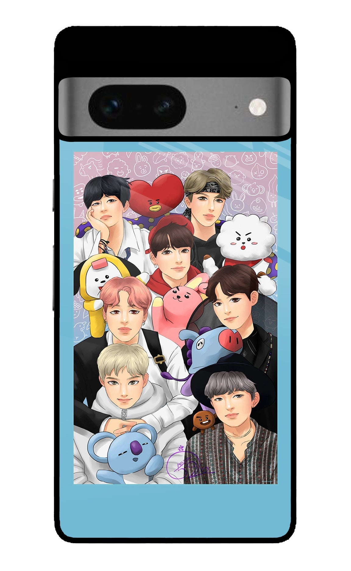 BTS with animals Google Pixel 7 Glass Case