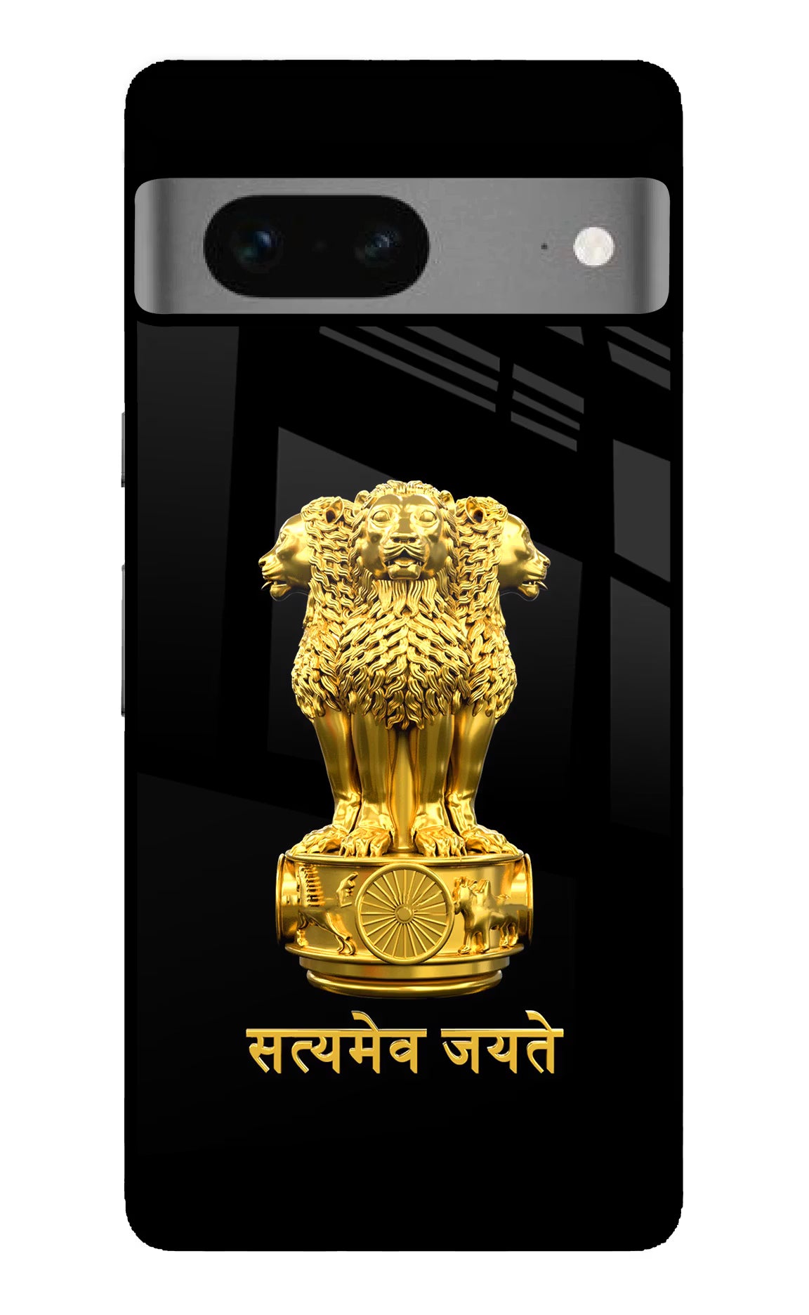 Satyamev Jayate Golden Google Pixel 7 Glass Case Back Cover by Casekaro