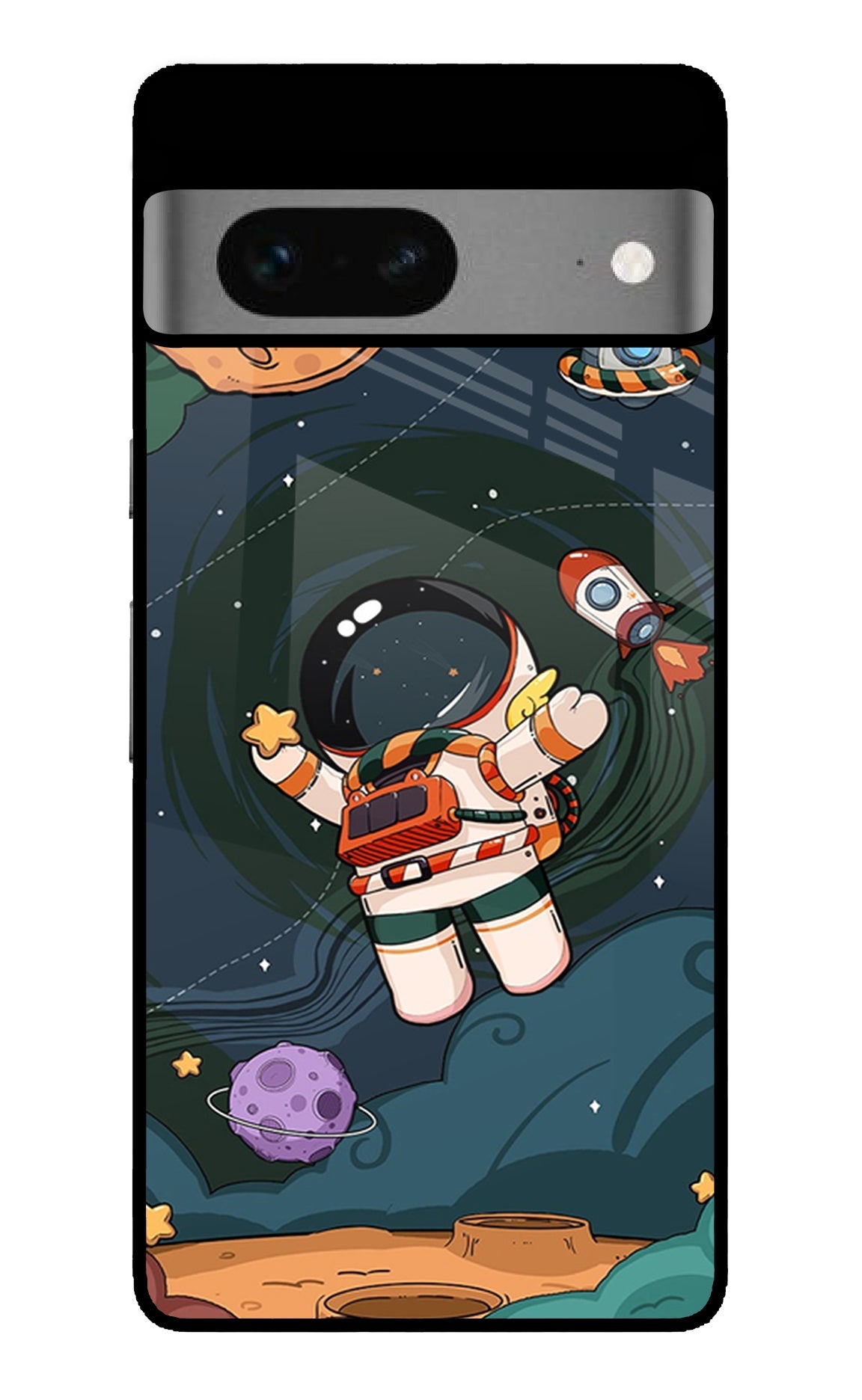 Cartoon Astronaut Google Pixel 7 Glass Case