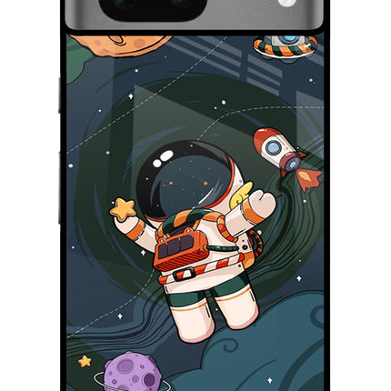 Cartoon Astronaut Google Pixel 7 Glass Case