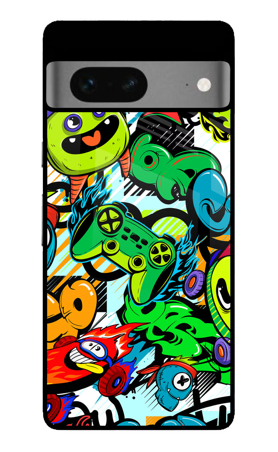 Game Doodle Google Pixel 7 Back Cover, Glass case