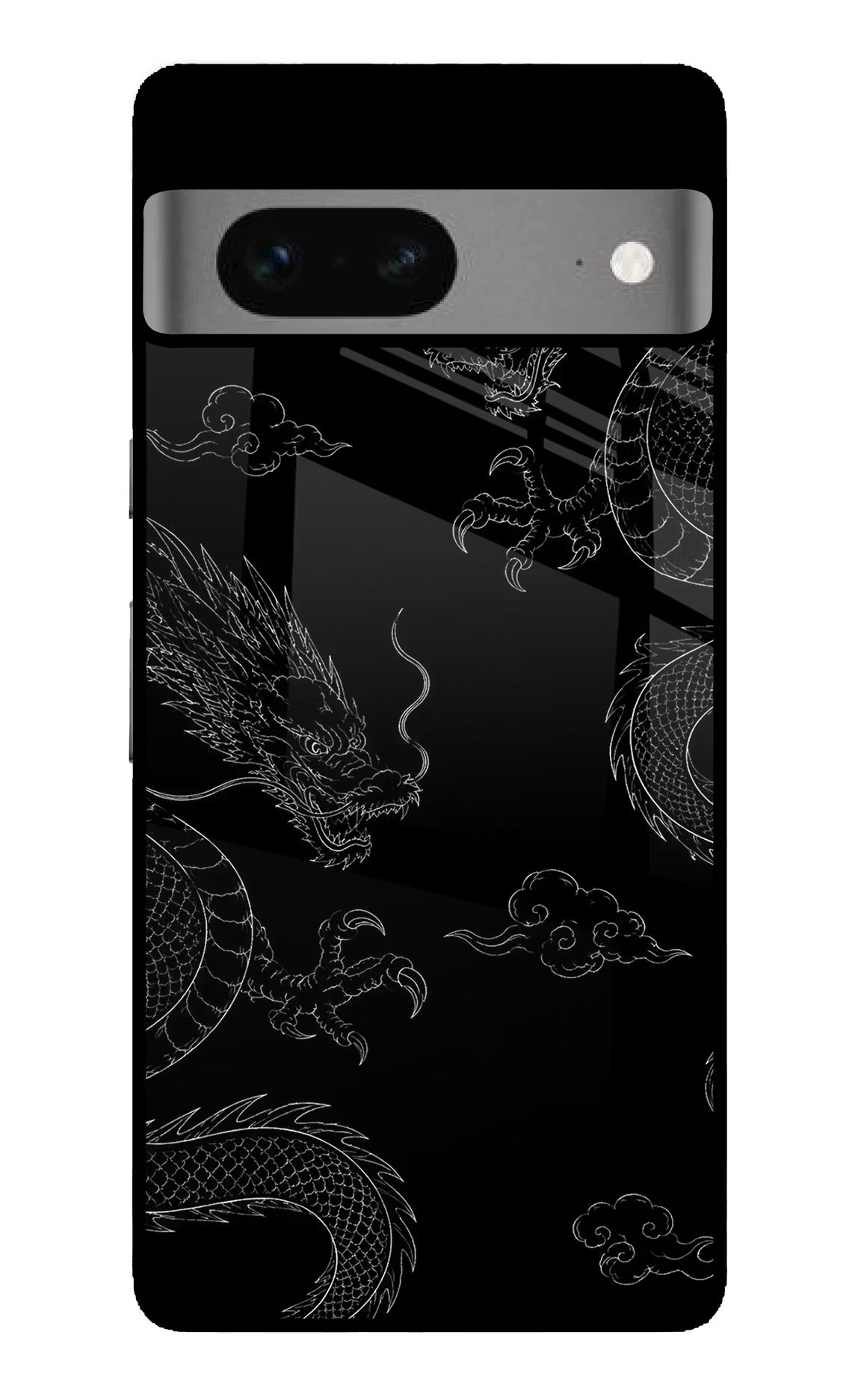 Twin Dragons Google Pixel 7 Glass Case Back Cover by Casekaro