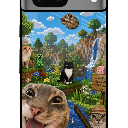 Minecraft Cat Chaos Google Pixel 7 Glass Case