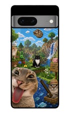 Minecraft Cat Chaos Google Pixel 7 Glass Case