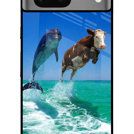 Dolphin vs Cow Google Pixel 7 Glass Case