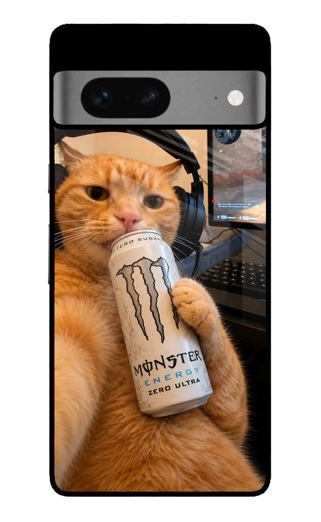 Gamer Cat Energy Google Pixel 7 Glass Case